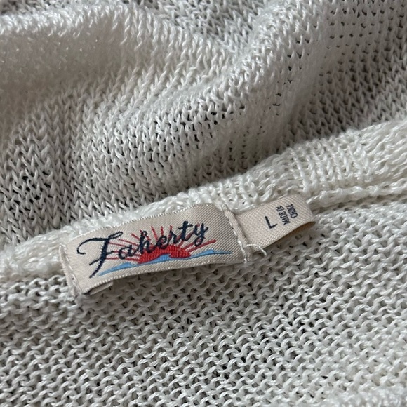 Faherty Reenie Linen Knit Long Sleeve Sweater in Cream Sz L - Picture 7 of 8